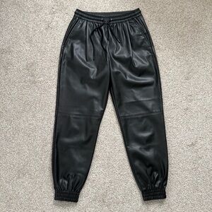 ZARA Black Faux Leather Joggers